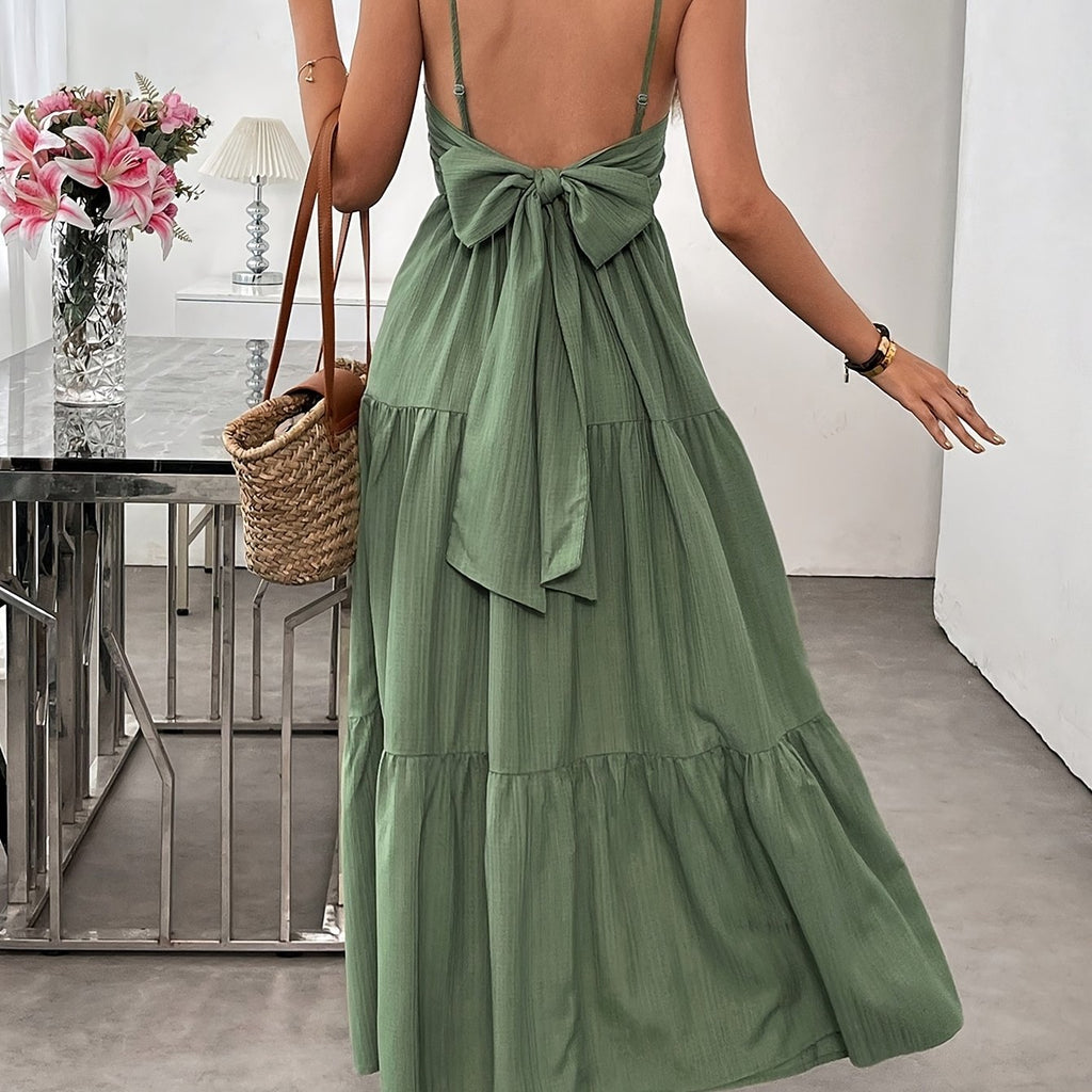 Vestido Largo Elegante Verde para Mujer – Diseño Off-Shoulder con Detalle Fruncido