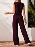 Conjunto de Camisa Sin Mangas y Pantalón para Mujer – 2 Piezas Elegante