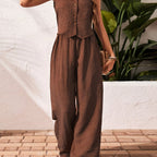 Conjunto de Camisa Sin Mangas y Pantalón para Mujer – 2 Piezas Elegante