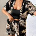 Conjunto Tropical de 2 Piezas para Mujer – Cárdigan y Shorts de Verano, Estilo Vacaciones