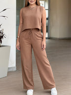 Conjunto de Top Sin Mangas y Pantalón Ancho para Mujer – 2 Piezas